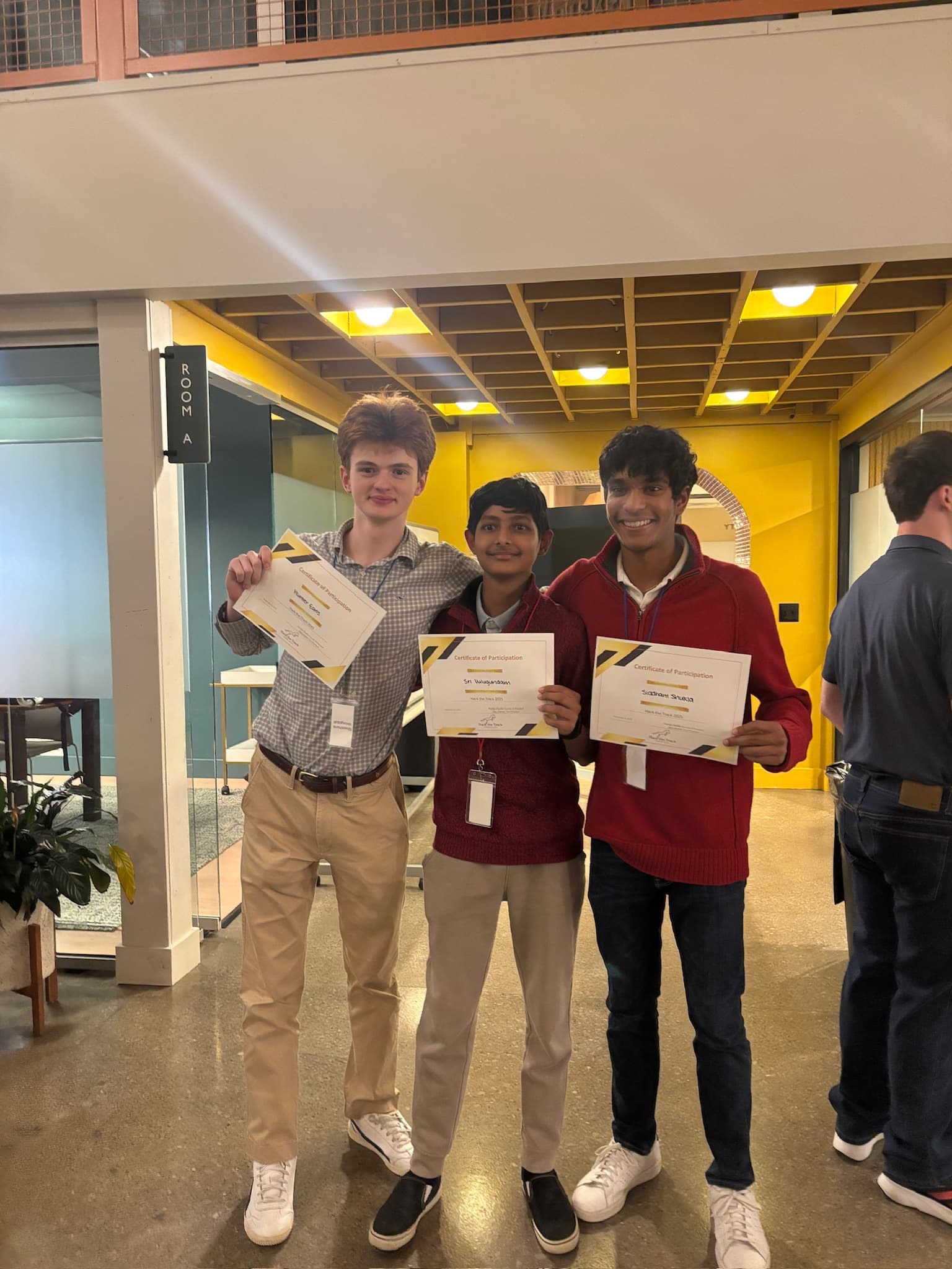 SafeRoute team members who won 2nd place at Hack the Track 2025